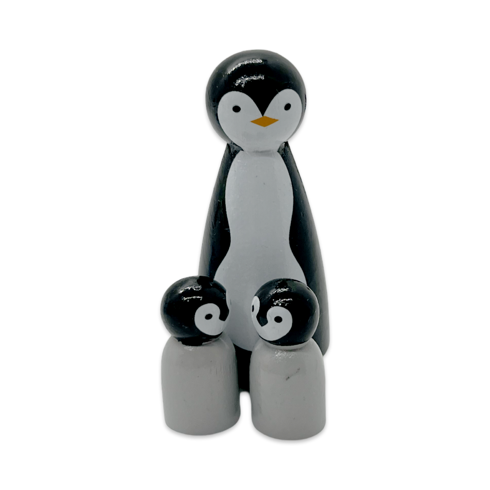 Mom or dad penguin with twin baby penguins