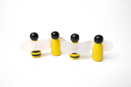 wooden bees from small peg dolls with felt wings