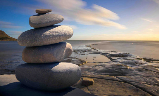 stacked rocks on a beach landscape