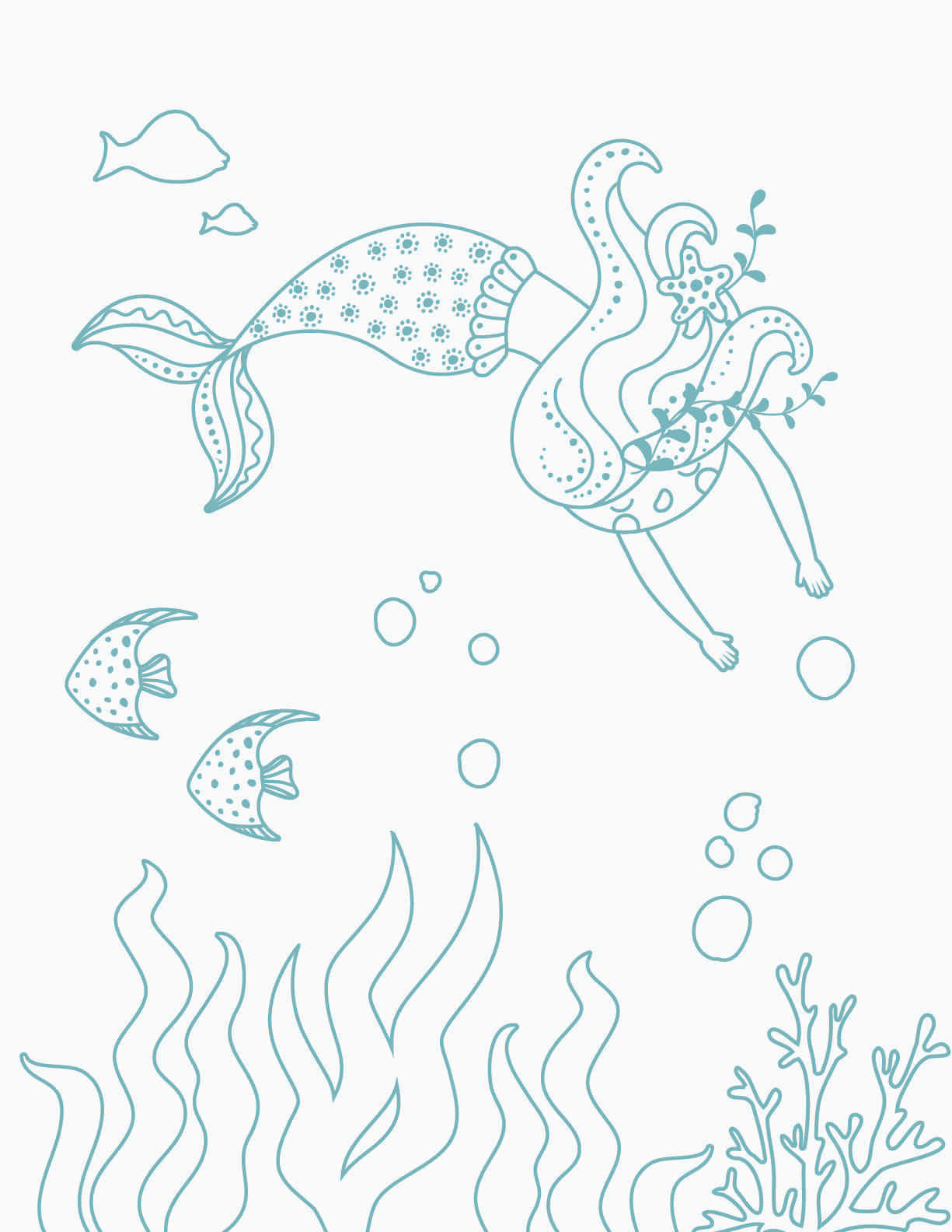 Mermaid coloring page 3