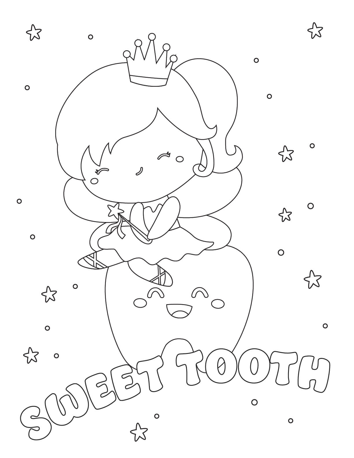 tooth fairy coloring page 1