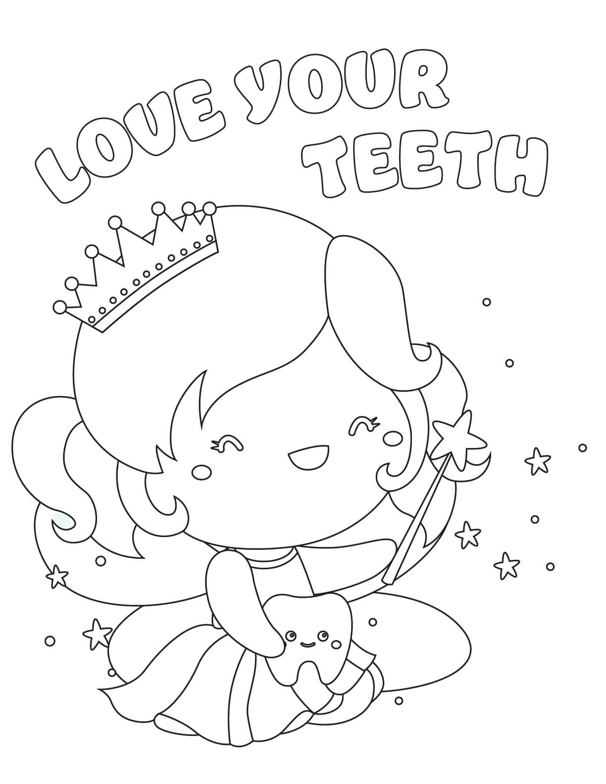 tooth fairy coloring page 3