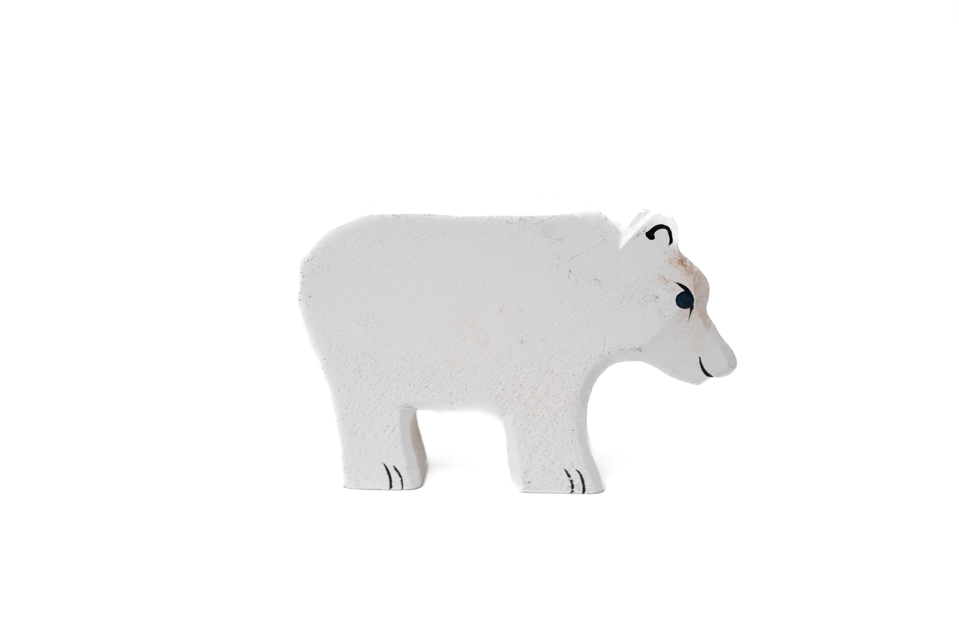 Wood Polar Bear figurine character 