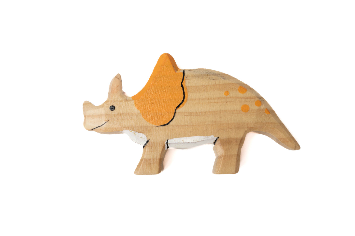 Wooden triceratops dinosaur character